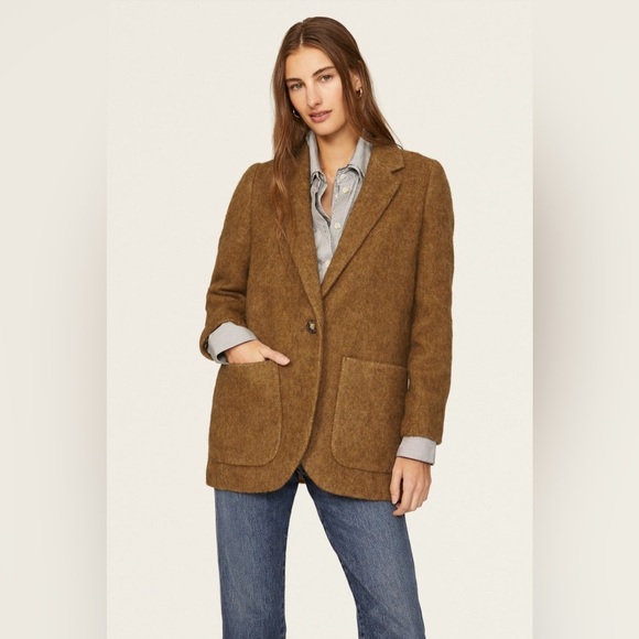 MADEWELL Larsen Blazer Camel Tan Boucle Wool Alpaca Blend Longline Coat Small - Picture 6 of 15